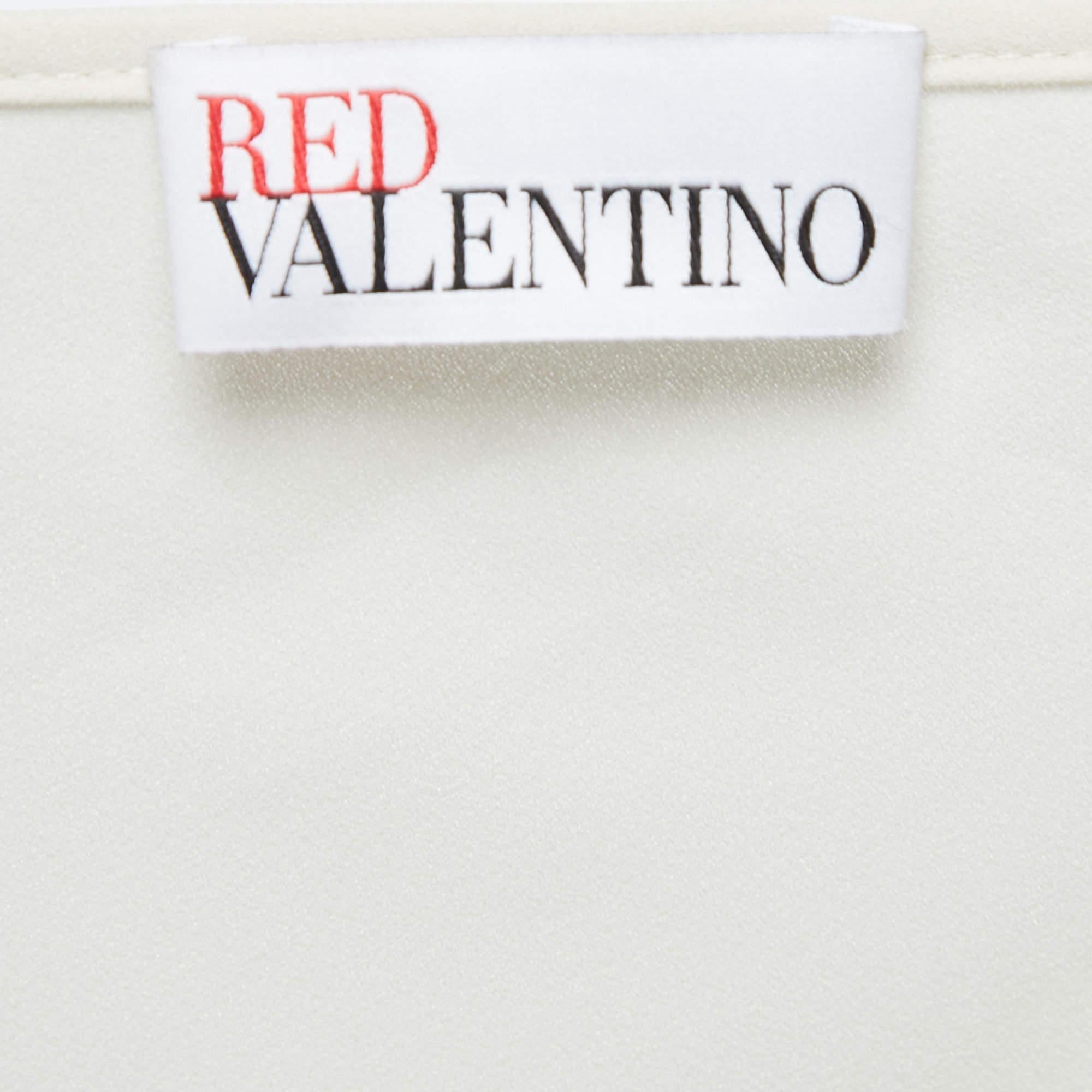 RED Valentino Elfenbein Tüll Kontrast Pailletten Hals Krawatte Detail Minikleid S im Zustand „Hervorragend“ im Angebot in Dubai, Al Qouz 2