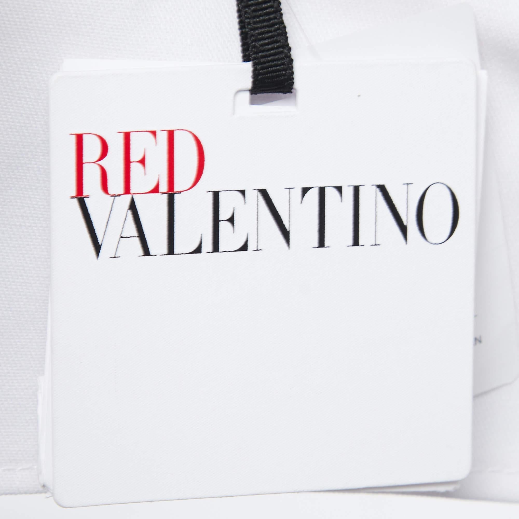 RED Valentino Elfenbein Tüll Kontrast Pailletten Hals Krawatte Detail Minikleid S Damen im Angebot