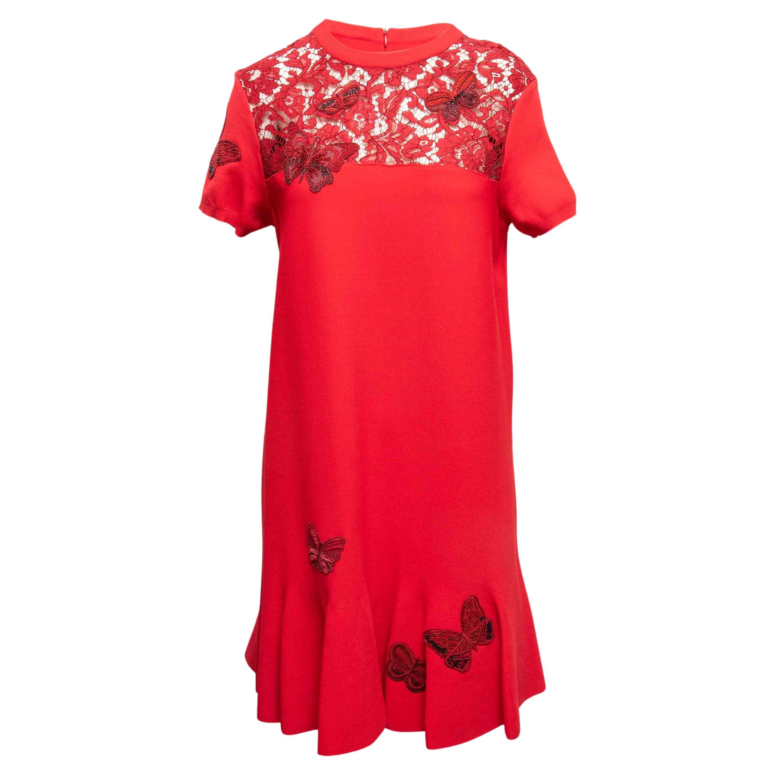 Robe à motifs de papillons en dentelle de Valentino Taille L US