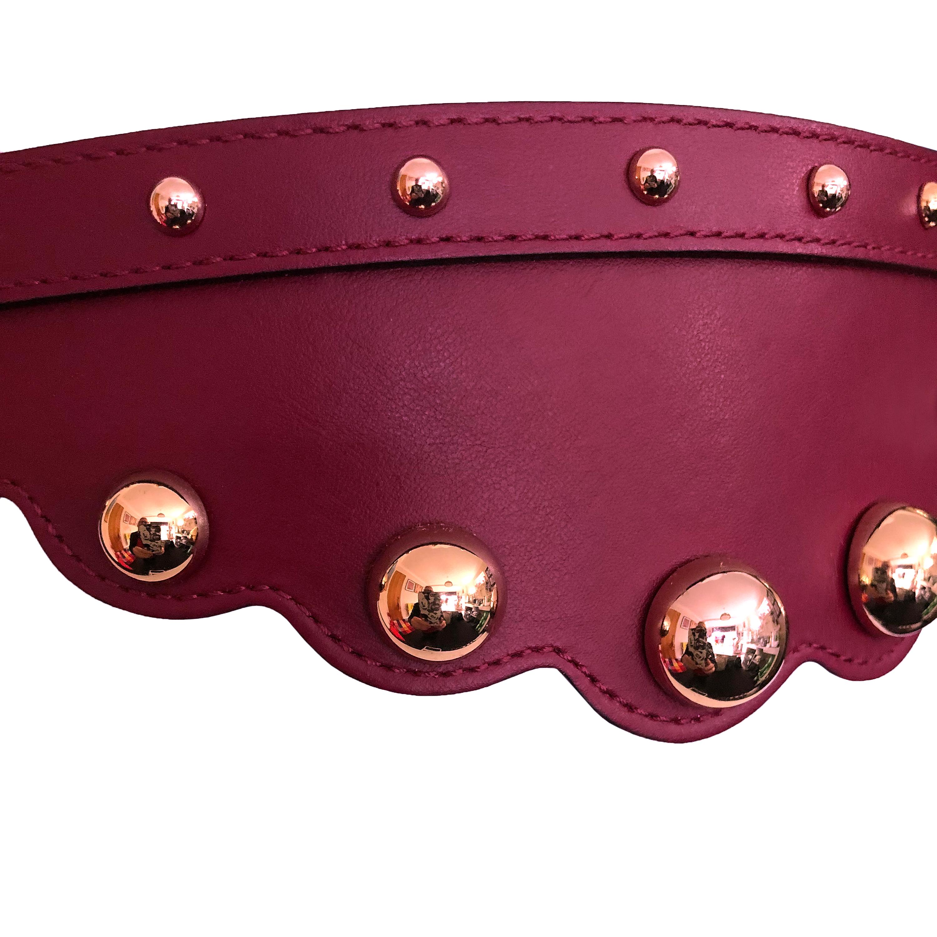 Marrone Valentino - Cintura in pelle - Rosso scuro + borchie in ottone - Nuova con etichetta in vendita