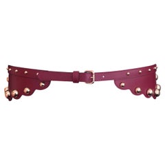 Red Valentino - Leather Belt - Dark Red + Brass Stud Detailing - New With Tags