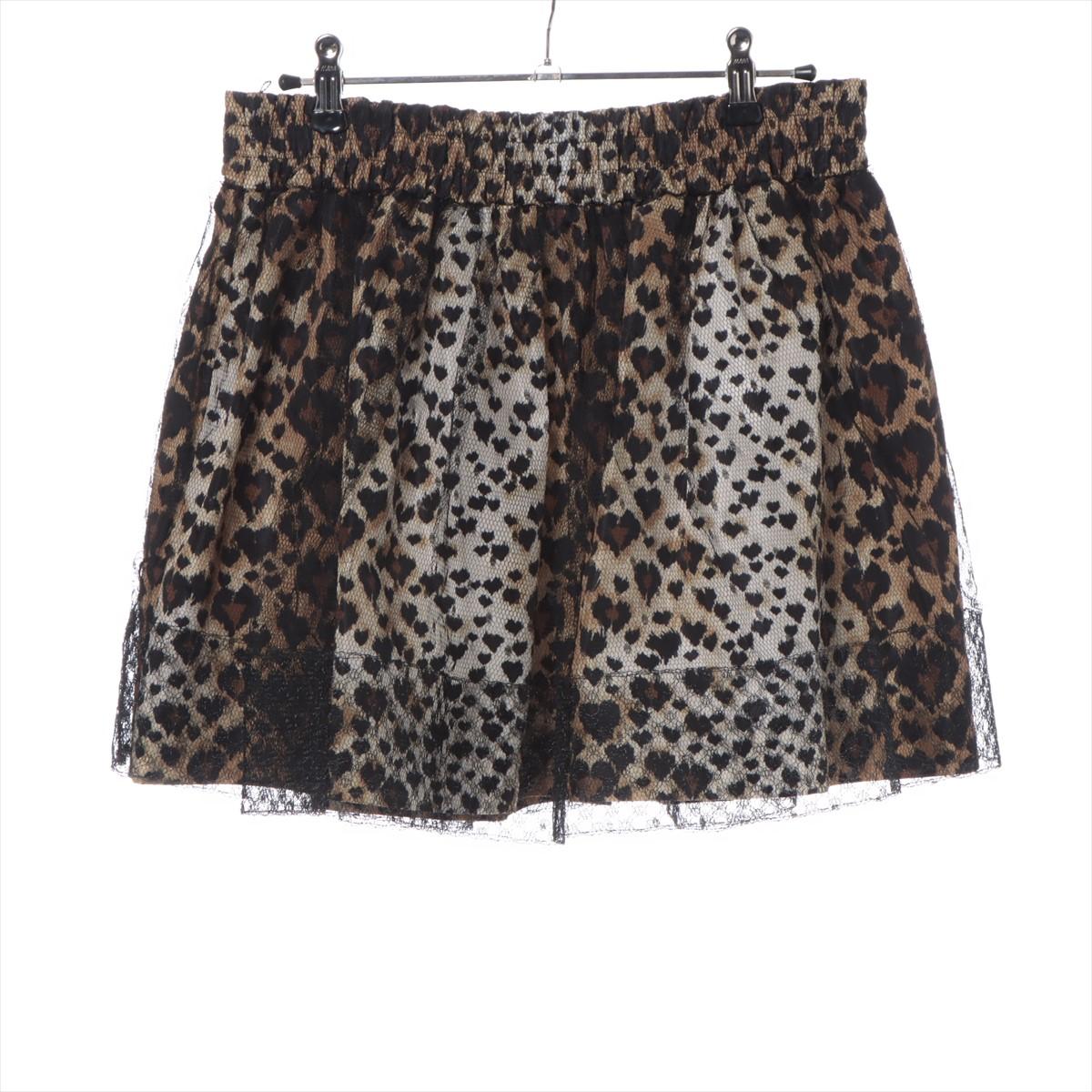 Red Valentino Léopard Mesh Skirt Black × Brown In Good Condition In Humacao, PR