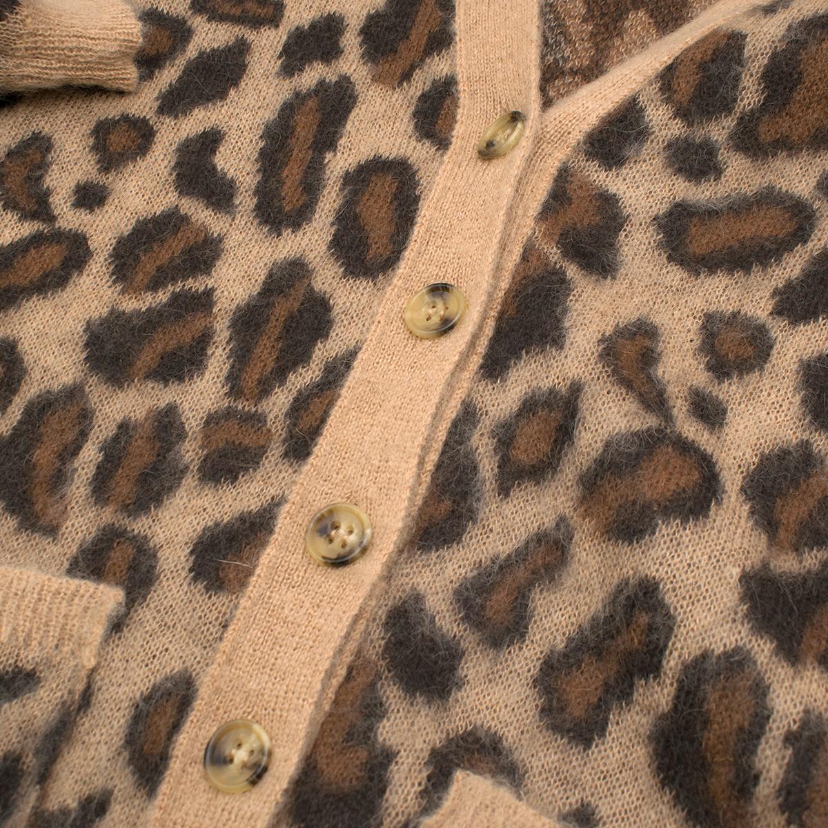 Brown Red Valentino Leopard Print Knit Cardigan XS