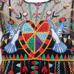 RED VALENTINO Love Celebration black bird heart sheer ruffle babydoll top IT42 M