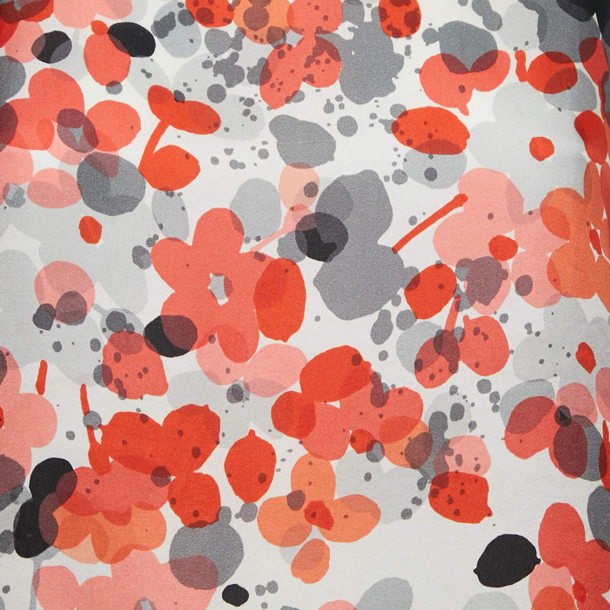 RED Valentino Multicolor Floral Print Bow Detail Mini Dress S In Fair Condition For Sale In Dubai, Al Qouz 2