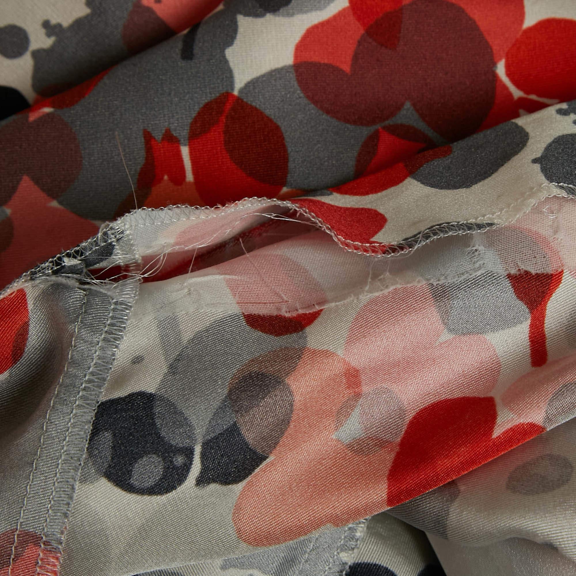 RED Valentino Multicolor Floral Print Bow Detail Mini Dress S For Sale 1