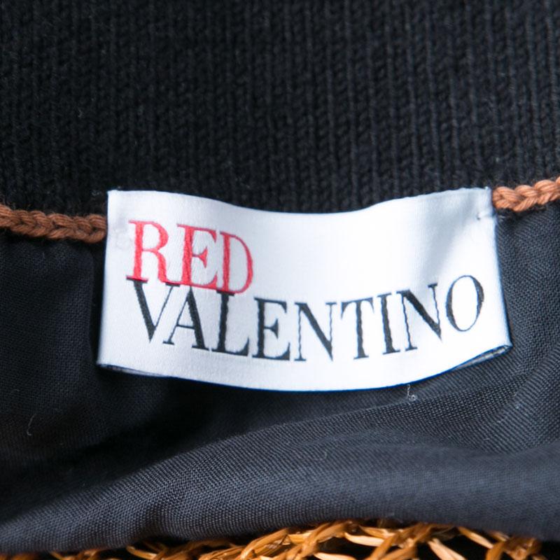 Women's RED Valentino Multicolor Raffia Effect Midi Skirt M
