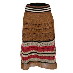 RED Valentino Multicolor Raffia Effect Midi Skirt M