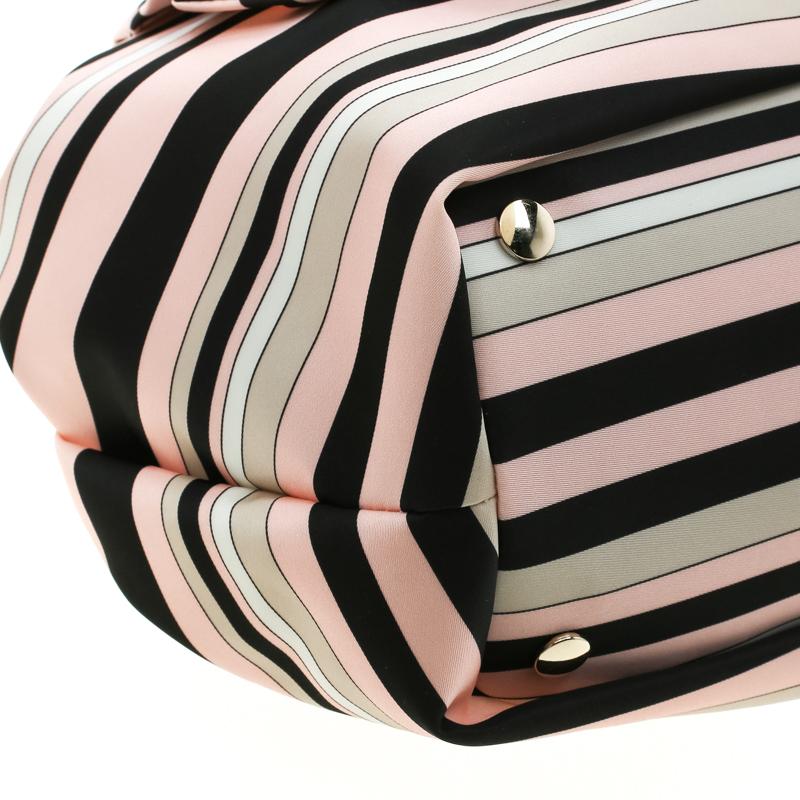RED Valentino Multicolor Striped Bow Fabric Frame Satchel 6