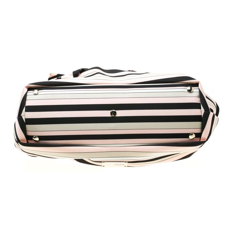 RED Valentino Multicolor Striped Bow Fabric Frame Satchel 3