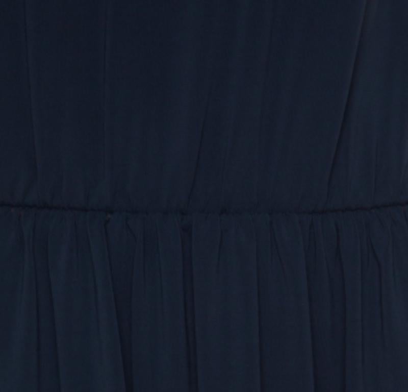 RED Valentino Navy Blue Sheer Lace Panel Insert Sleeveless Sheath Dress XL Bon état - En vente à Dubai, Al Qouz 2