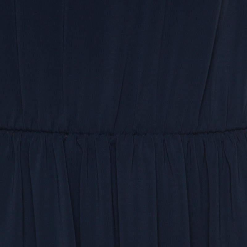 RED Valentino Navy Blue Sheer Lace Panel Insert Sleeveless Sheath Dress XL For Sale 2