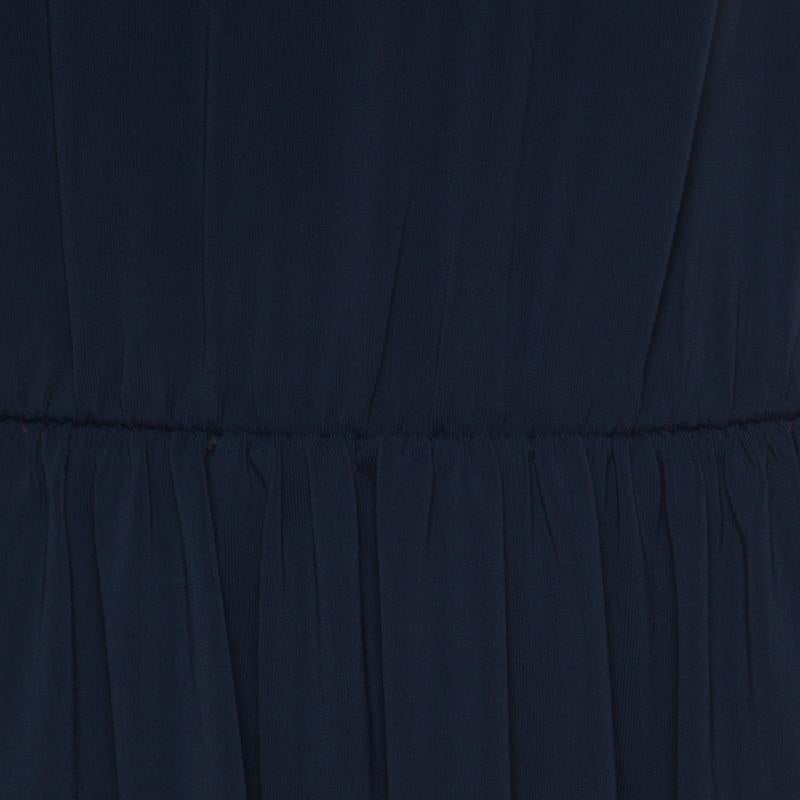 RED Valentino Navy Blue Sheer Lace Panel Insert Sleeveless Sheath Dress XL 2