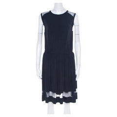 RED Valentino Navy Blue Sheer Lace Panel Insert Sleeveless Sheath Dress XL