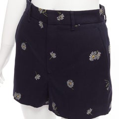 RED VALENTINO navy Baumwolle Gänseblümchen Blumendruck hoch taillierte Shorts IT36 S