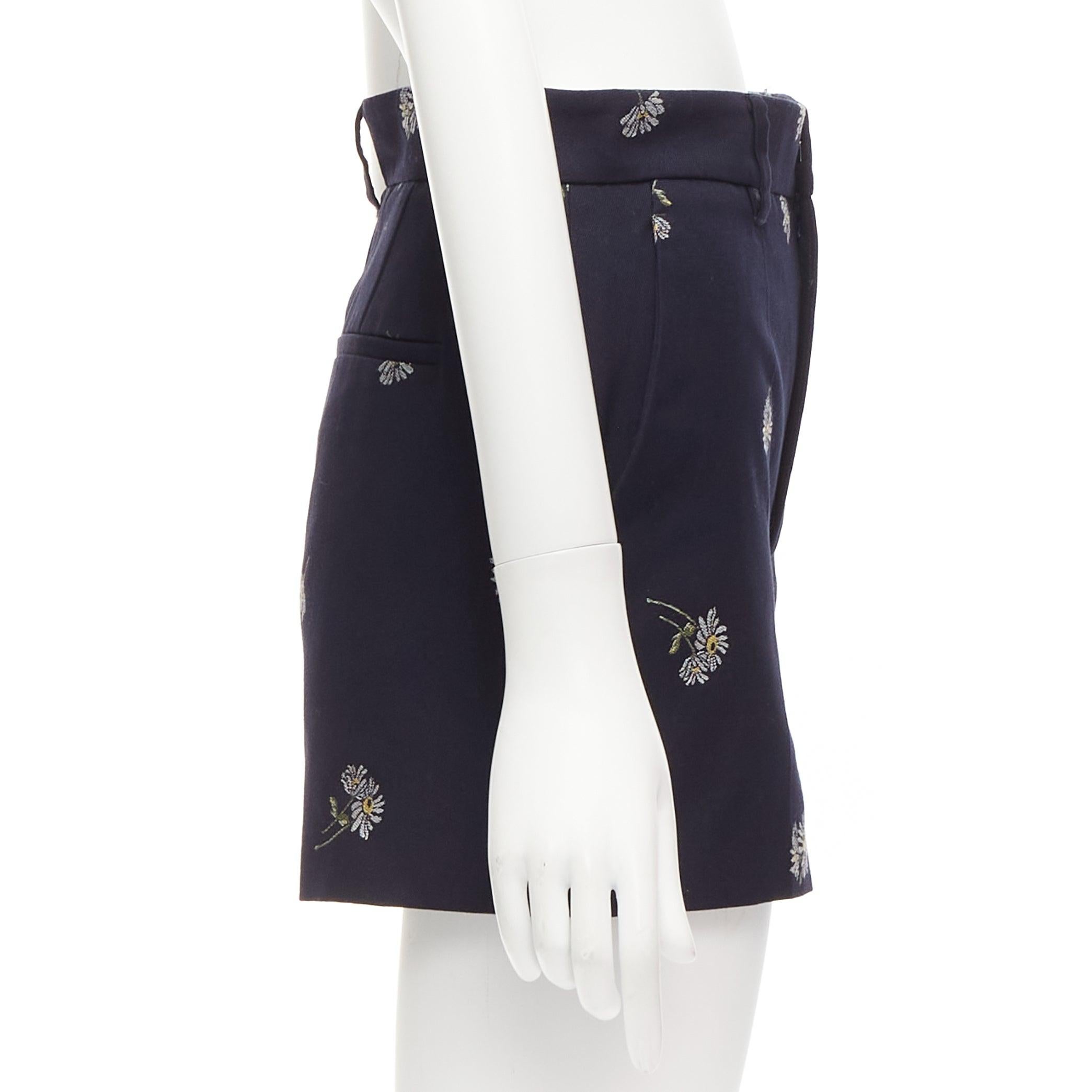 Women's RED VALENTINO navy cotton daisy floral print high waisted shorts IT36 S For Sale