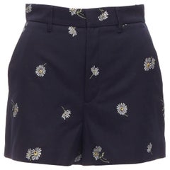 RED VALENTINO navy cotton daisy floral print high waisted shorts IT36 S