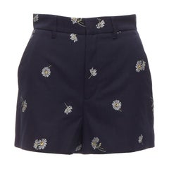 RED VALENTINO navy Baumwolle Gänseblümchen Blumendruck hoch taillierte Shorts IT36 S