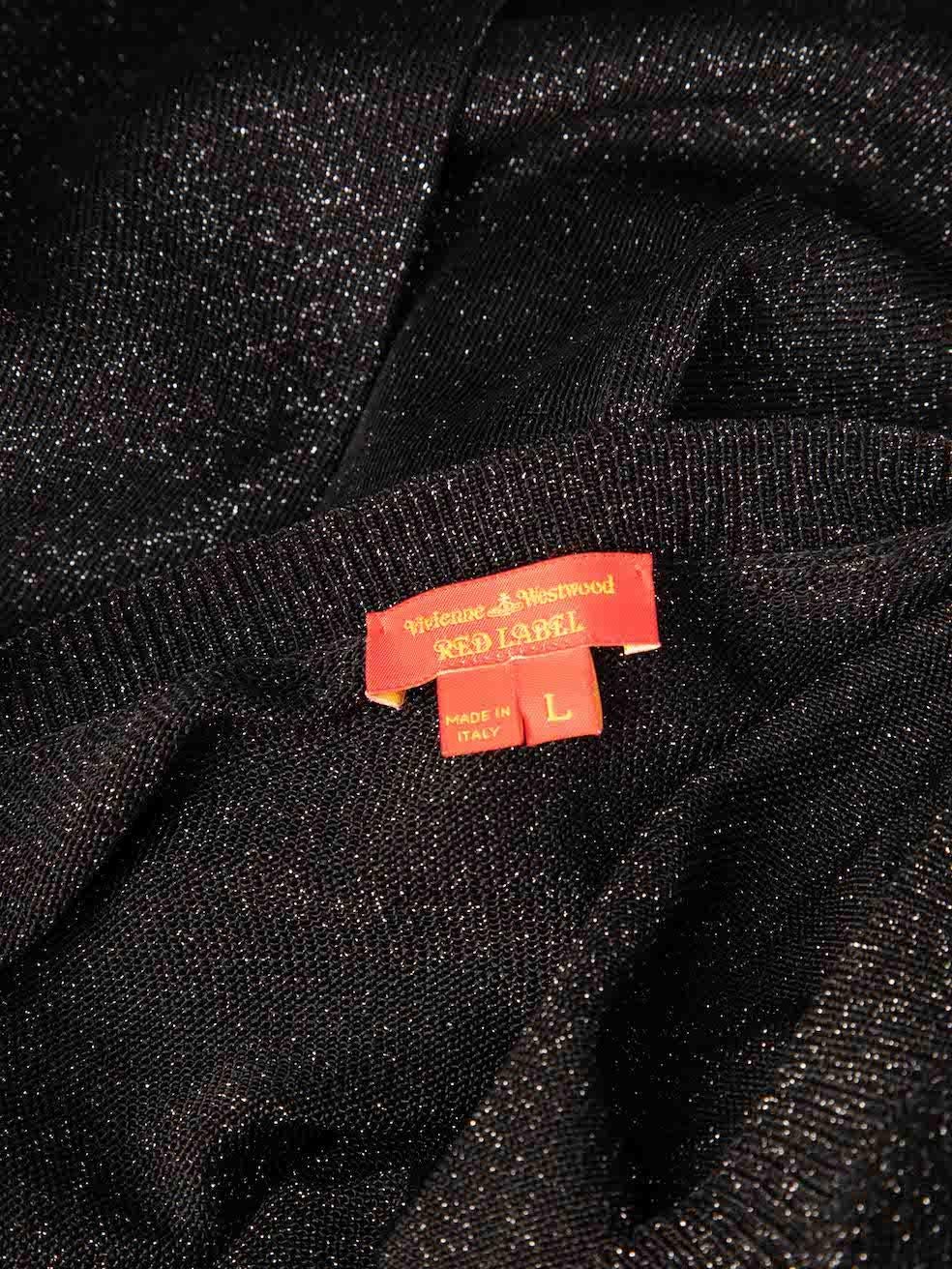 Women's Vivienne Westwood Red Label Black Glitter Jersey Knee Length Dress Size L For Sale