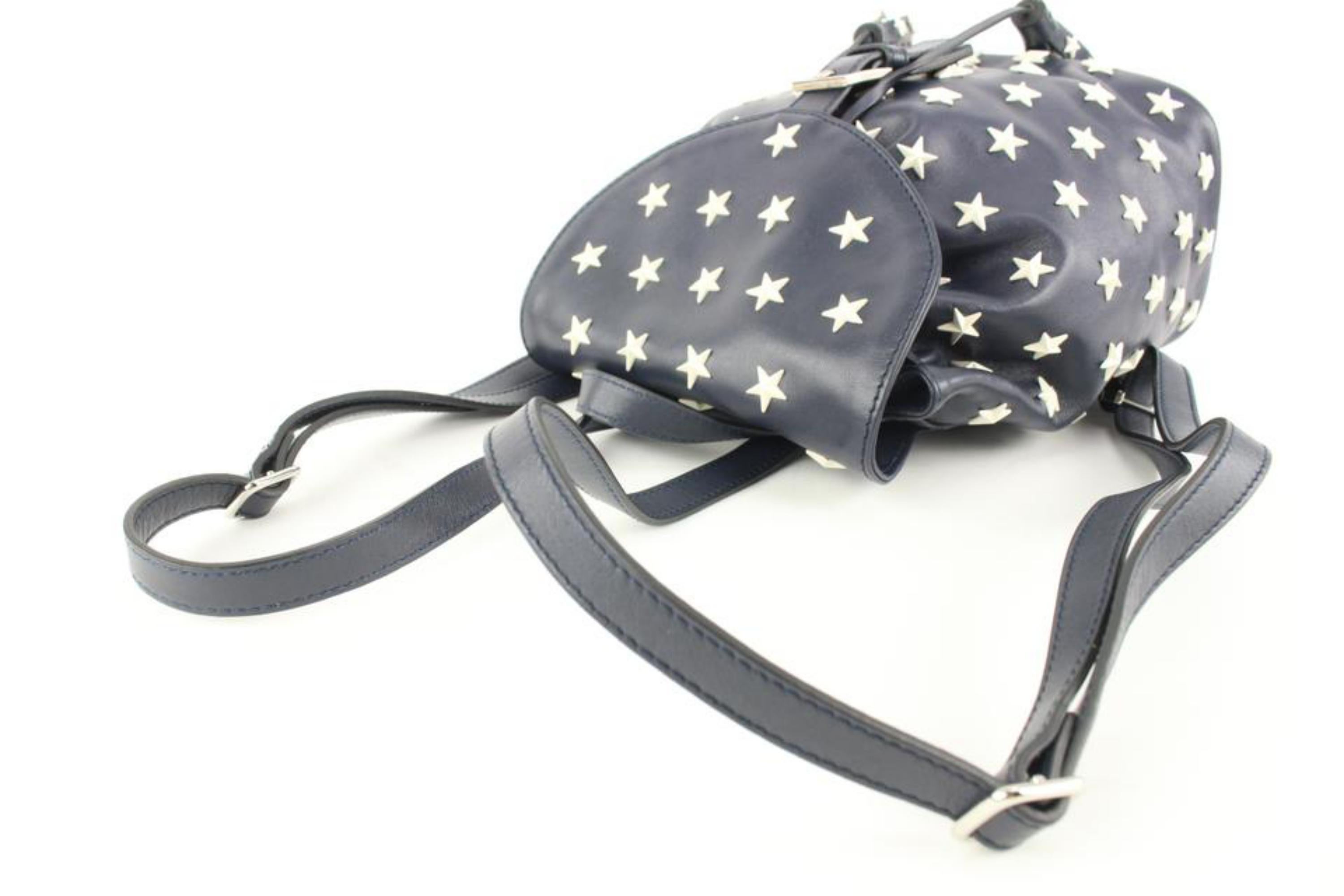 Red Valentino Navy Leather Star Mini Backpack 113re49 In Excellent Condition For Sale In Dix hills, NY