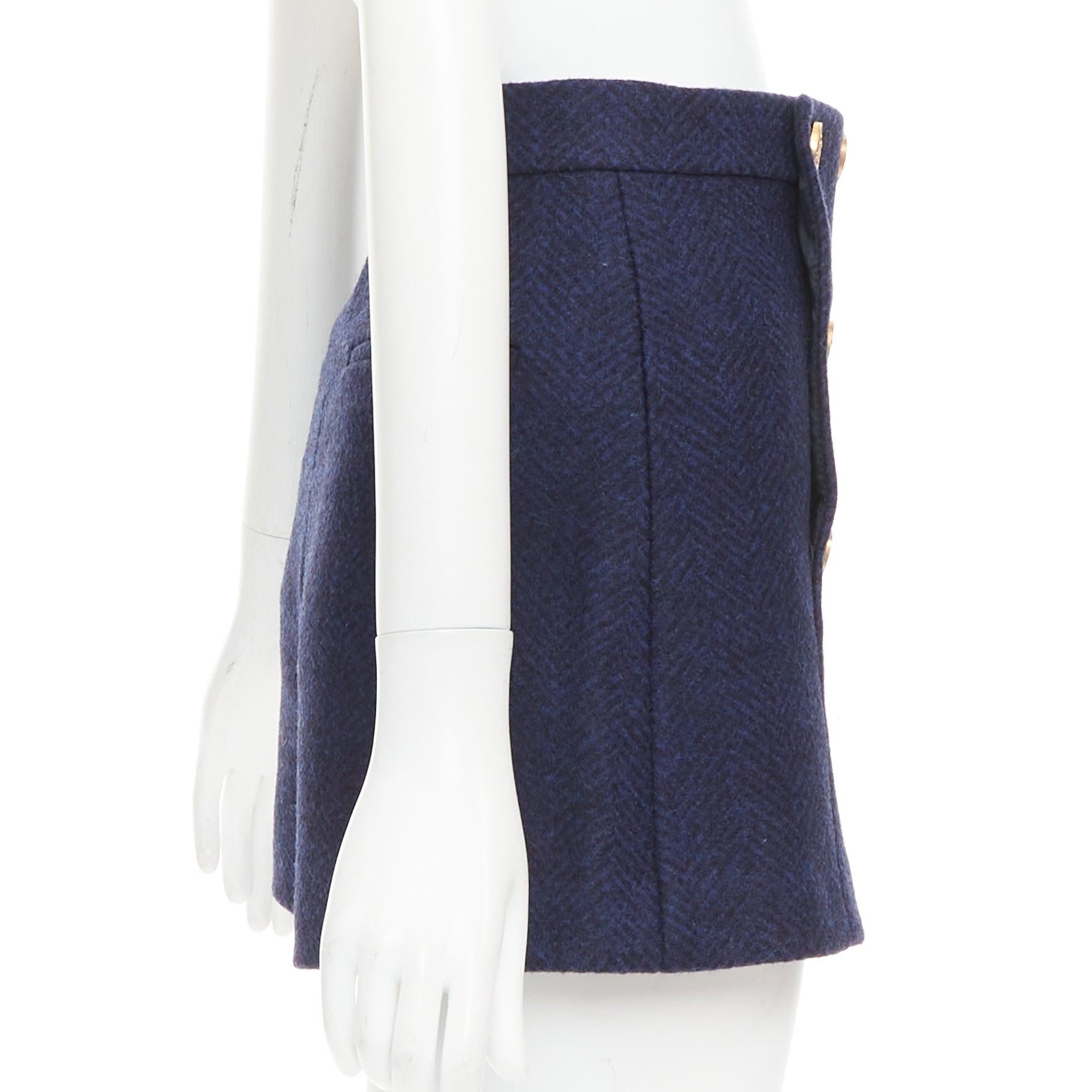 RED VALENTINO navy Schurwolle nautisch gold Knopf hohe Taille Shorts IT36 XXS Damen im Angebot