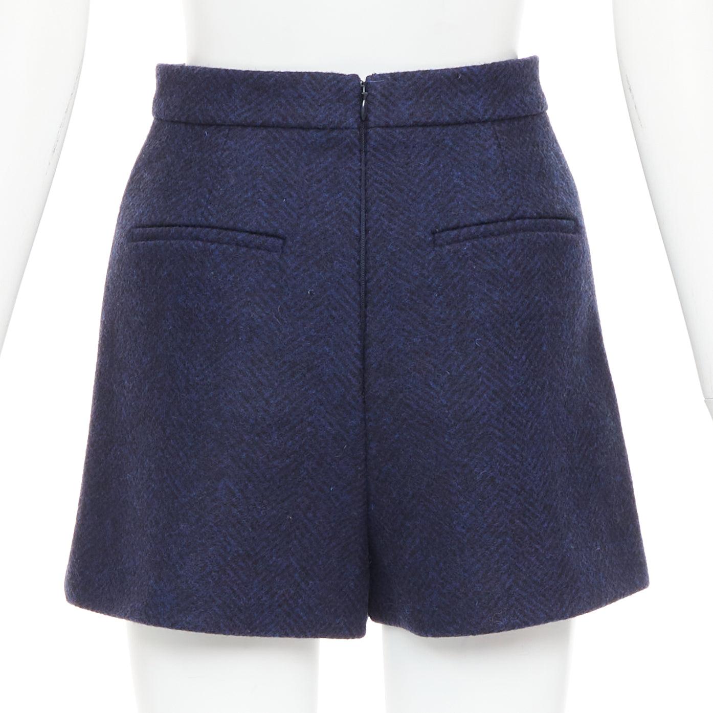 RED VALENTINO navy Schurwolle nautisch gold Knopf hohe Taille Shorts IT36 XXS im Angebot 1