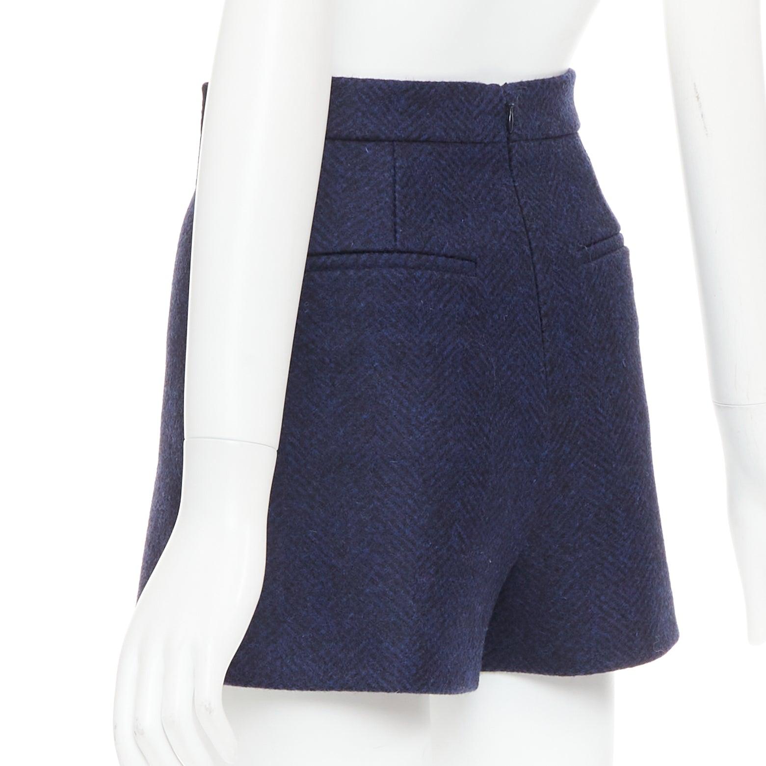 RED VALENTINO navy Schurwolle nautisch gold Knopf hohe Taille Shorts IT36 XXS im Angebot 2