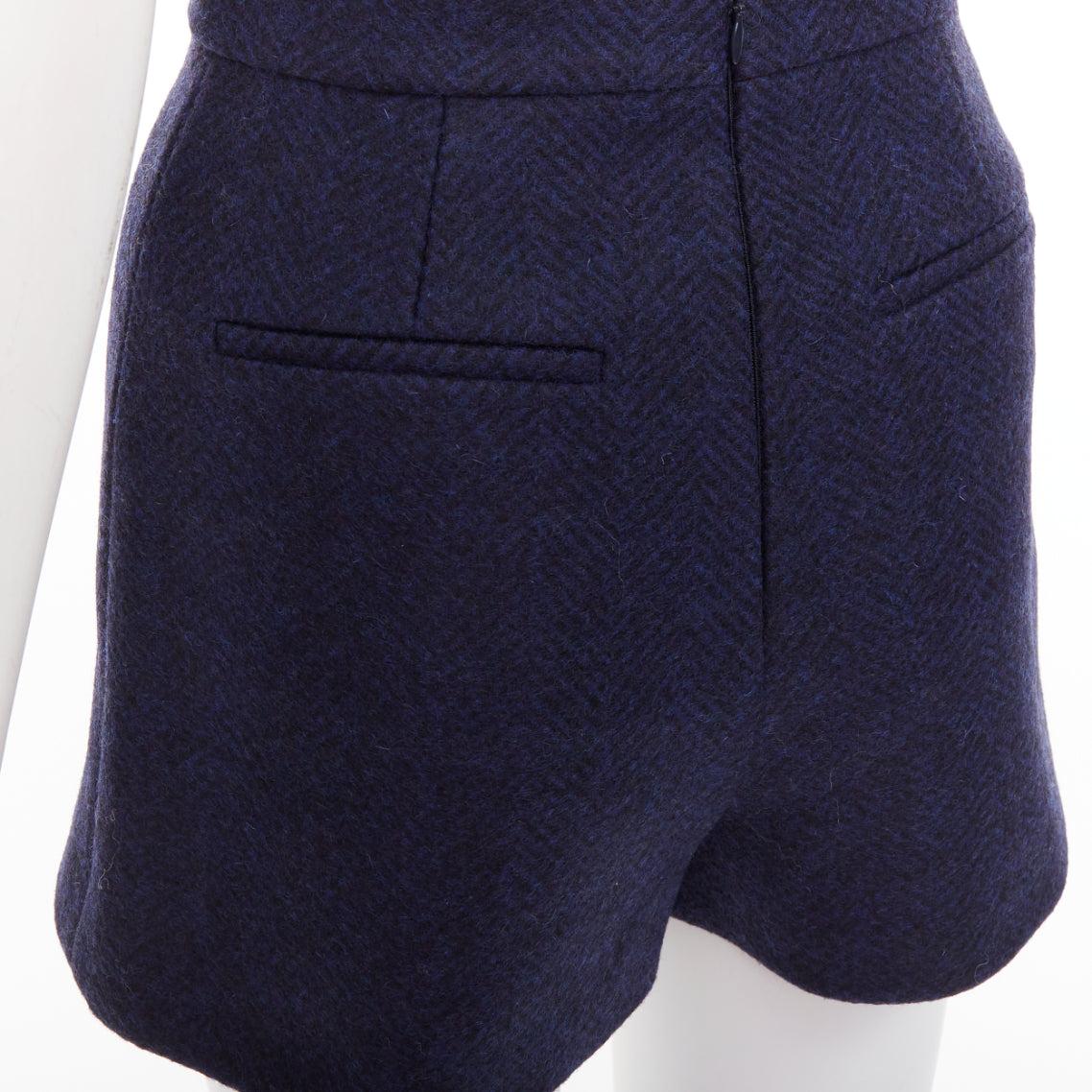RED VALENTINO navy Schurwolle nautisch gold Knopf hohe Taille Shorts IT36 XXS im Angebot 3