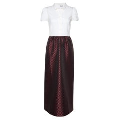 RED Valentino Off White Cotton Knit & Red Love Jacquard Maxi Dress S