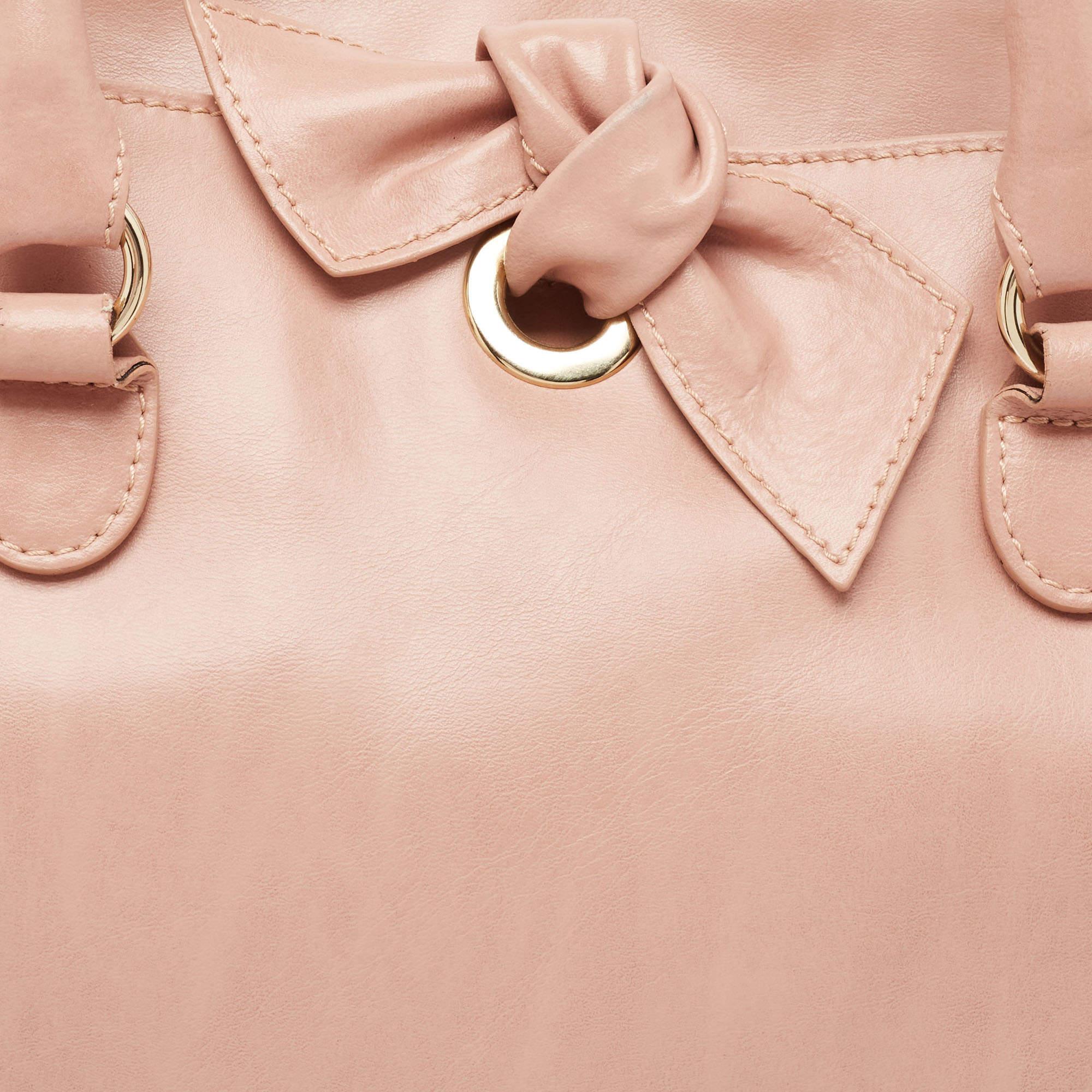 Women's RED Valentino Old Rose Leather Bow Tote For Sale