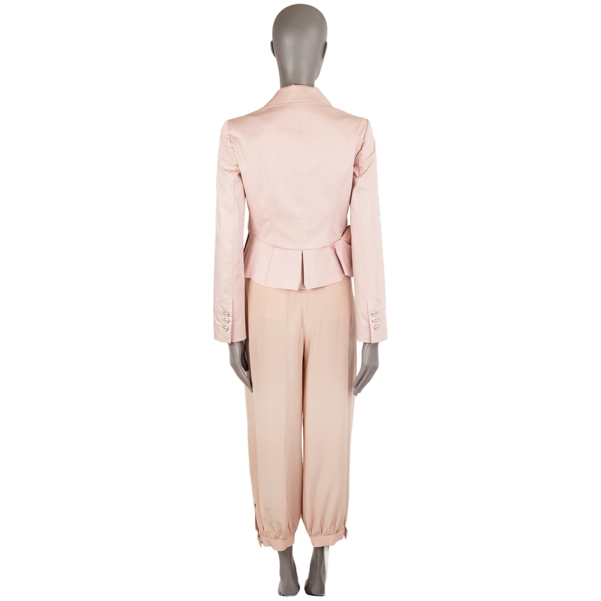 RED VALENTINO pale pink cotton CROPPED FLUTE Jacket 42 M In Excellent Condition In Zürich, CH