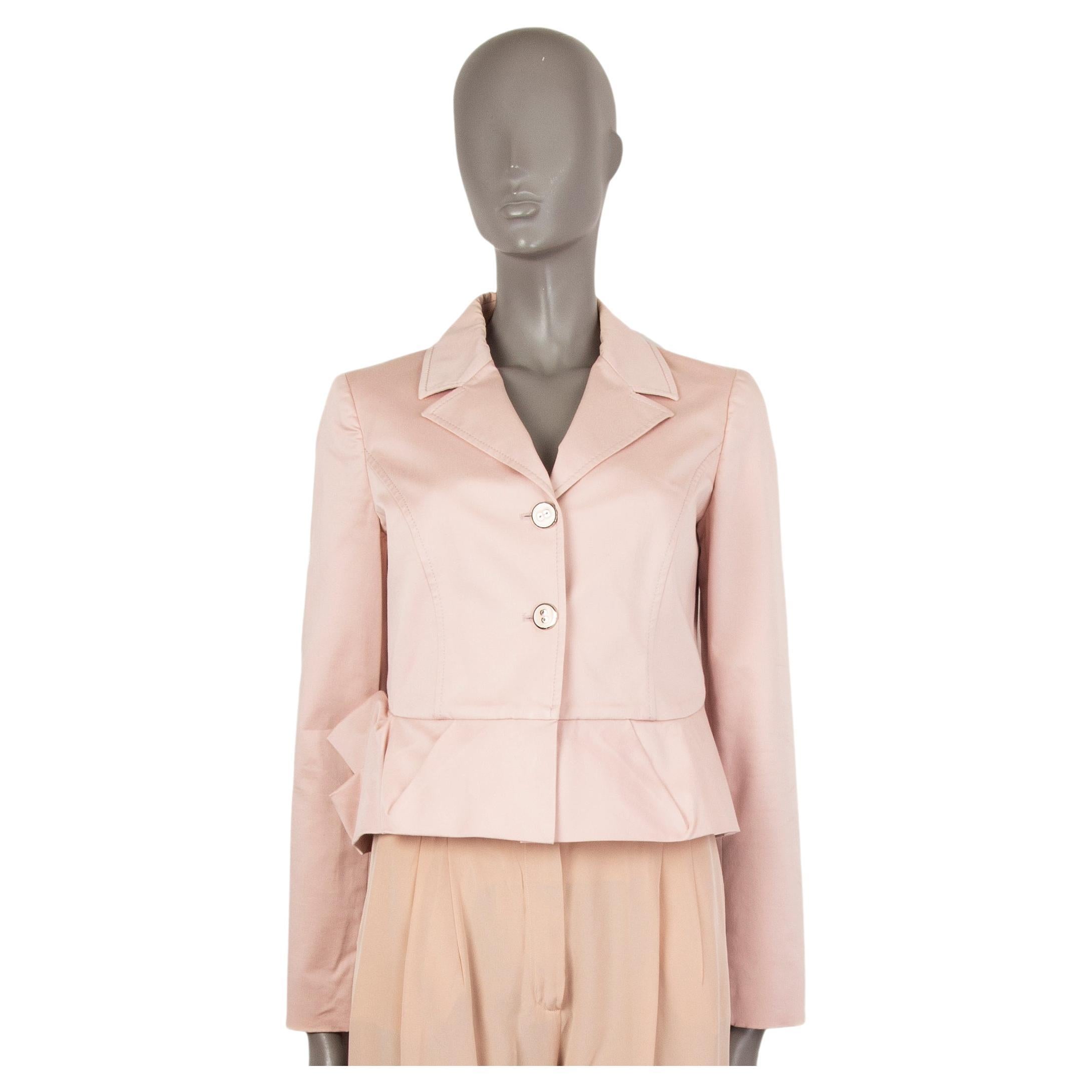 RED VALENTINO pale pink cotton CROPPED FLUTE Jacket 42 M