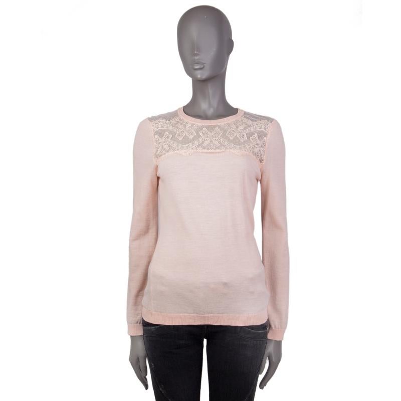 RED VALENTINO pale pink cotton LACE DETAILED Crewneck Sweater M For Sale 1stDibs | red valentino sweaters