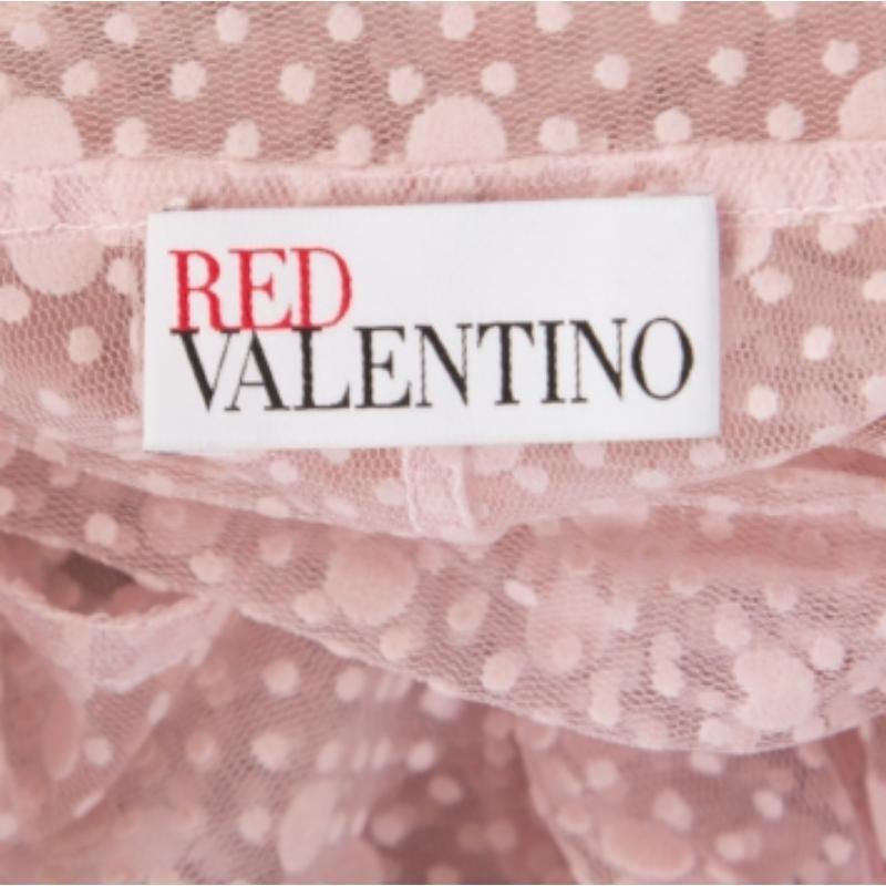 Red Valentino Camicetta rosa pallido in tulle con fiocco e dettaglio trasparente L In condizioni ottime in vendita a Dubai, Al Qouz 2