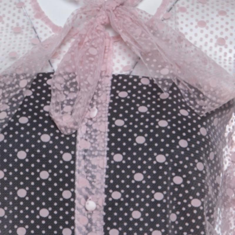 Red Valentino Camicetta rosa pallido in tulle con fiocco e dettaglio trasparente L in vendita 2