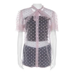 Red Valentino Pale Pink Tulle Bow Tie Detail Sheer Blouse L