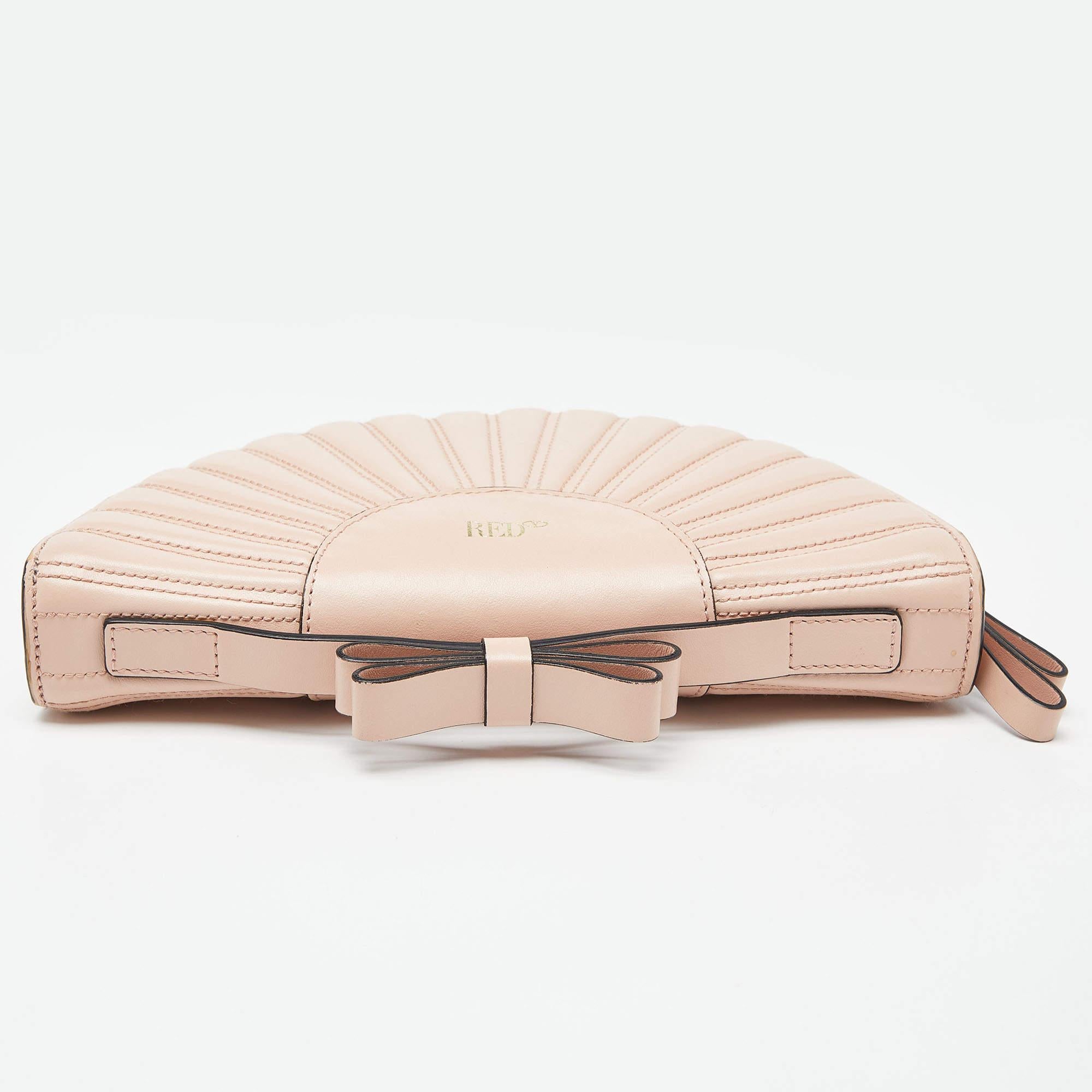 RED Valentino Peach Leather Bow Shell Clutch 7