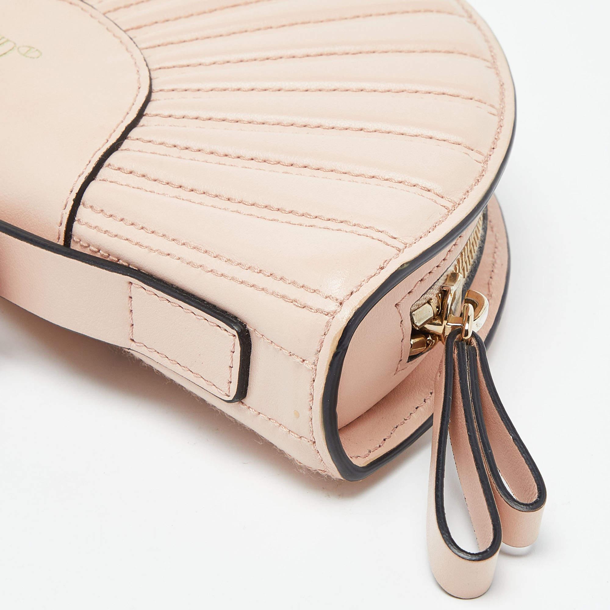 RED Valentino Peach Leather Bow Shell Clutch 2