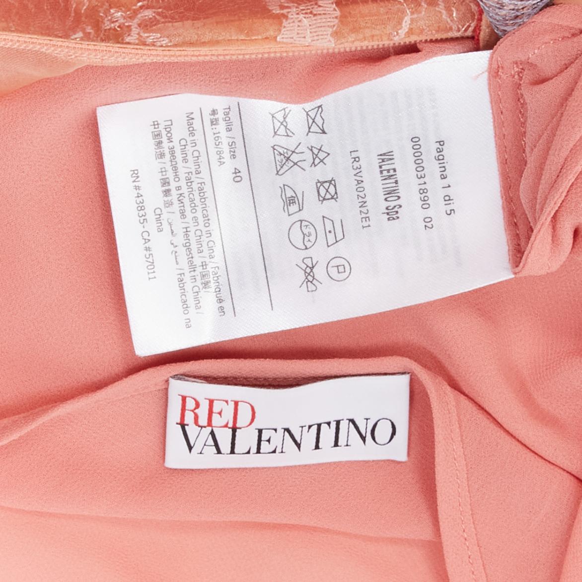 RED VALENTINO peach rainbow lace sleeveless fit flared cocktail dress IT40 S For Sale 5
