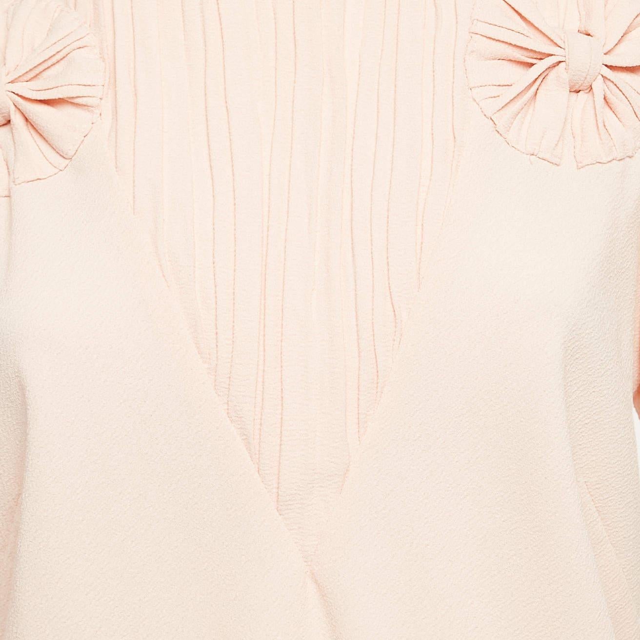 Bianco RED Valentino Top con maniche a sbuffo in crepe testurizzato arancione XXL in vendita