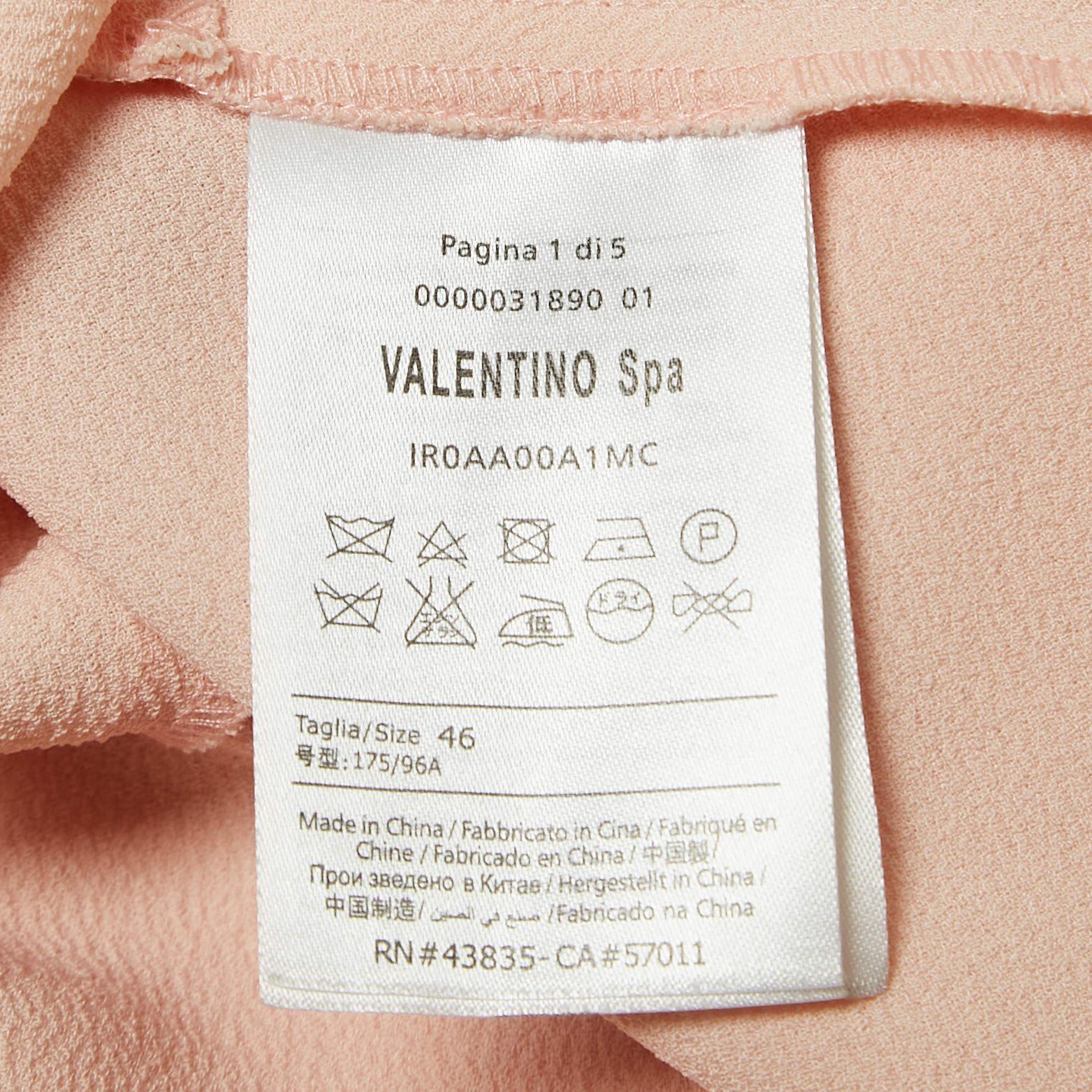 RED Valentino Top con maniche a sbuffo in crepe testurizzato arancione XXL in vendita 1