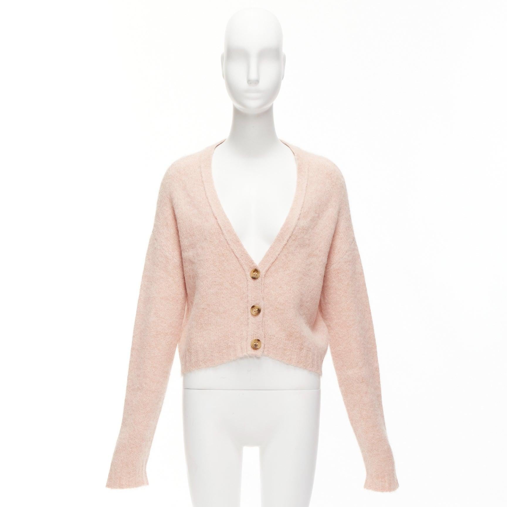 RED VALENTINO pink alpaca blend horn button cardigan sweater XS For Sale 7