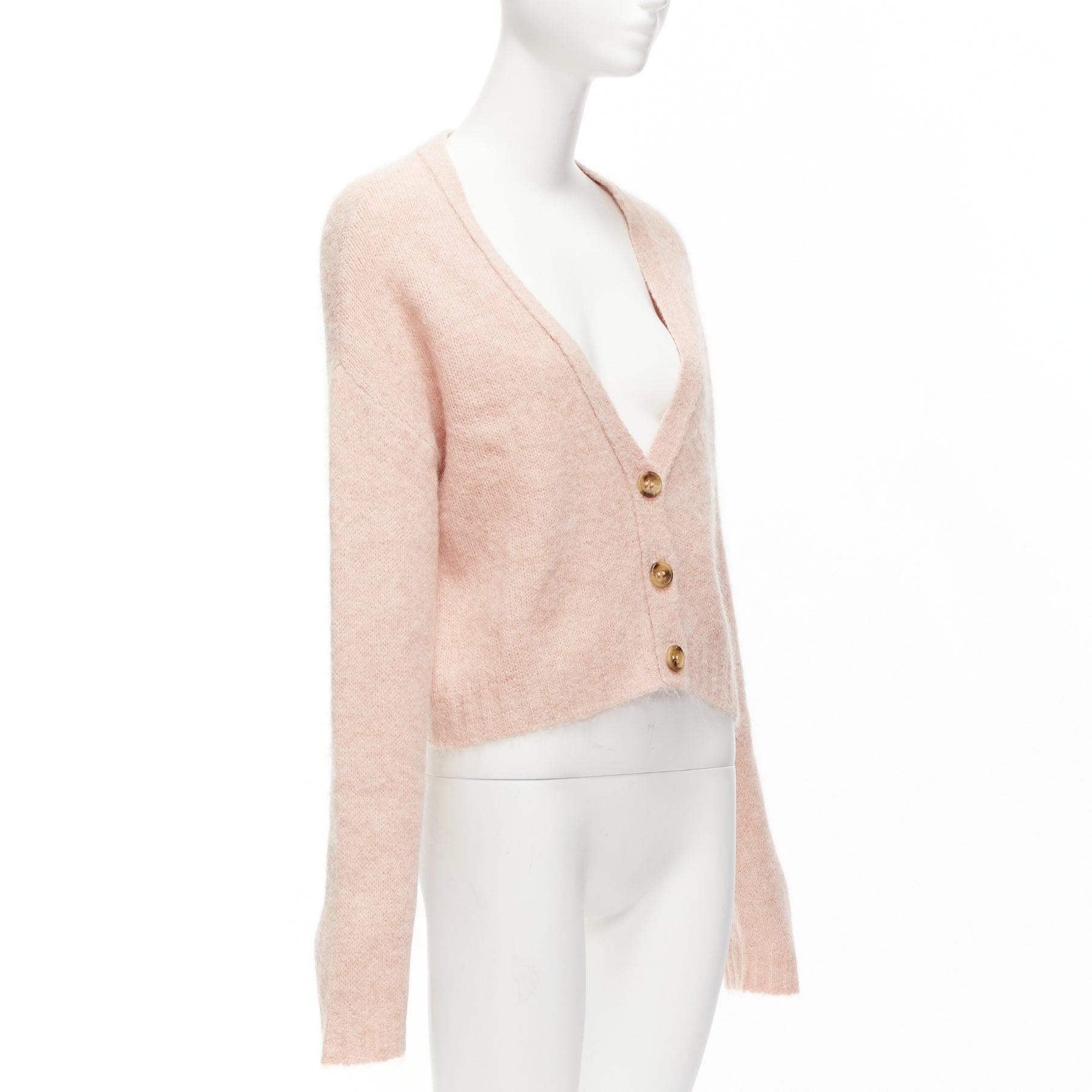 RED VALENTINO pink alpaca blend horn button cardigan sweater XS For Sale 1