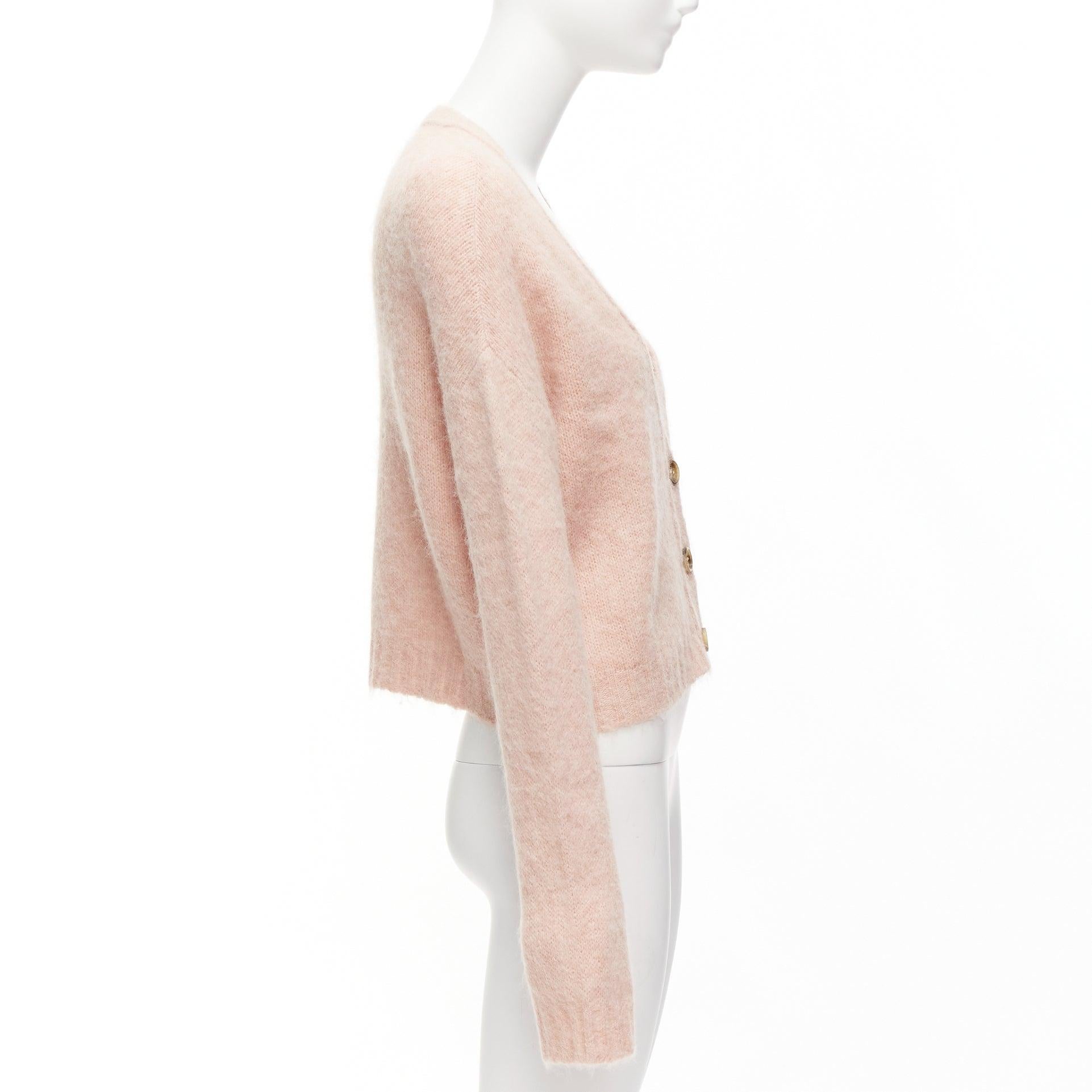 RED VALENTINO pink alpaca blend horn button cardigan sweater XS For Sale 2