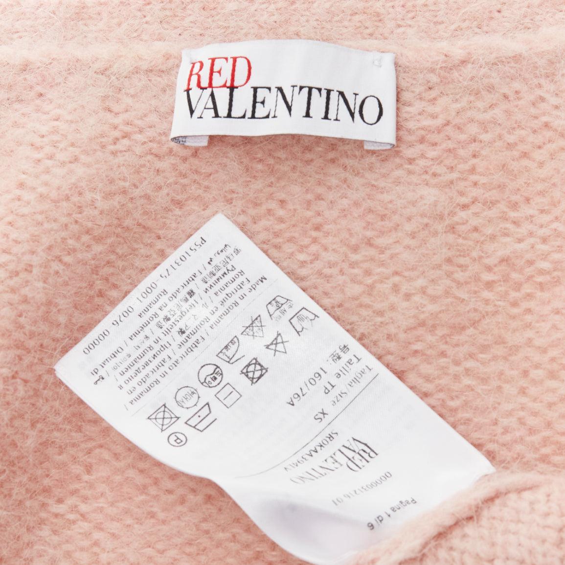 RED VALENTINO rose alpaga mélange corne bouton cardigan pull XS en vente 6