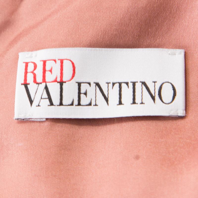 Red Valentino Pink and White Textured Drop Waist Sleeveless Dress M 1