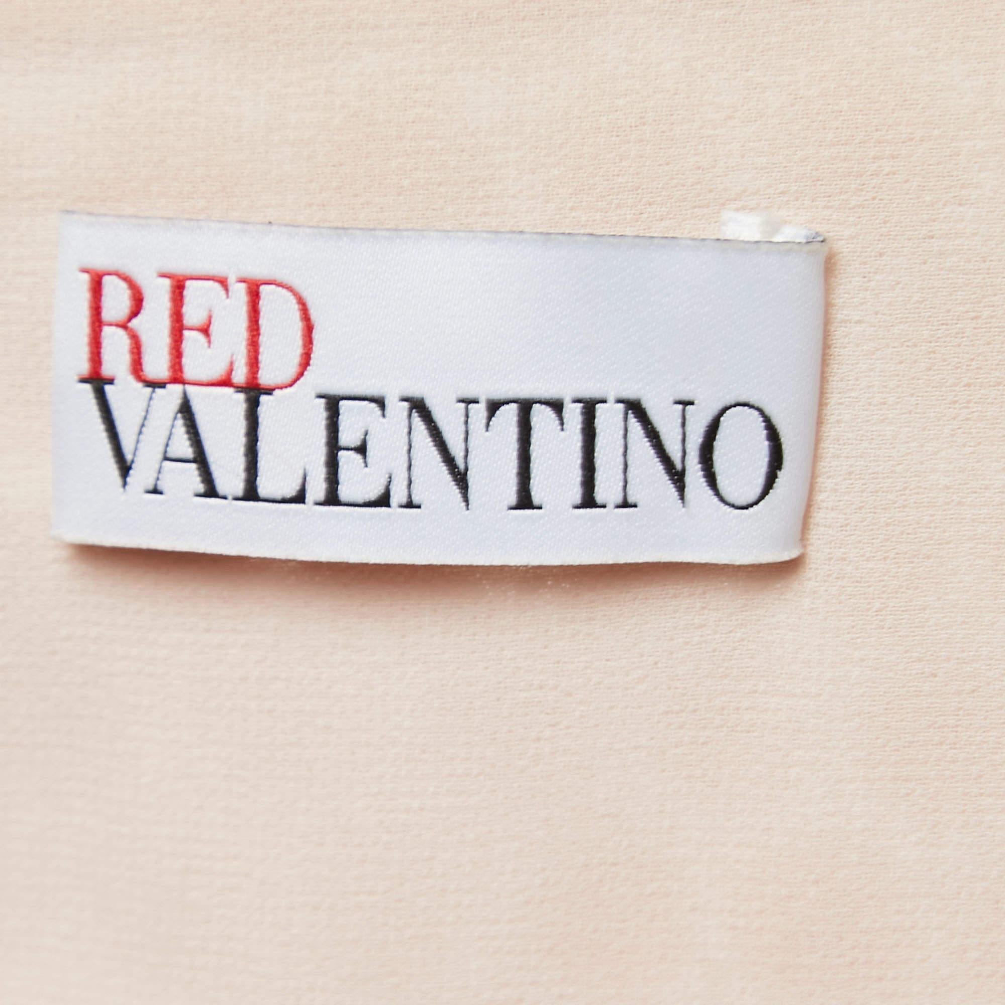 RED Valentino Pink/Black Lace Velvet Trimmed Strappy Mini Dress M In Good Condition For Sale In Dubai, Al Qouz 2