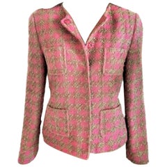 Red Valentino Pink Bon Bon & Antique Gold Tweed Wool Jacket FR 38 US 4 6