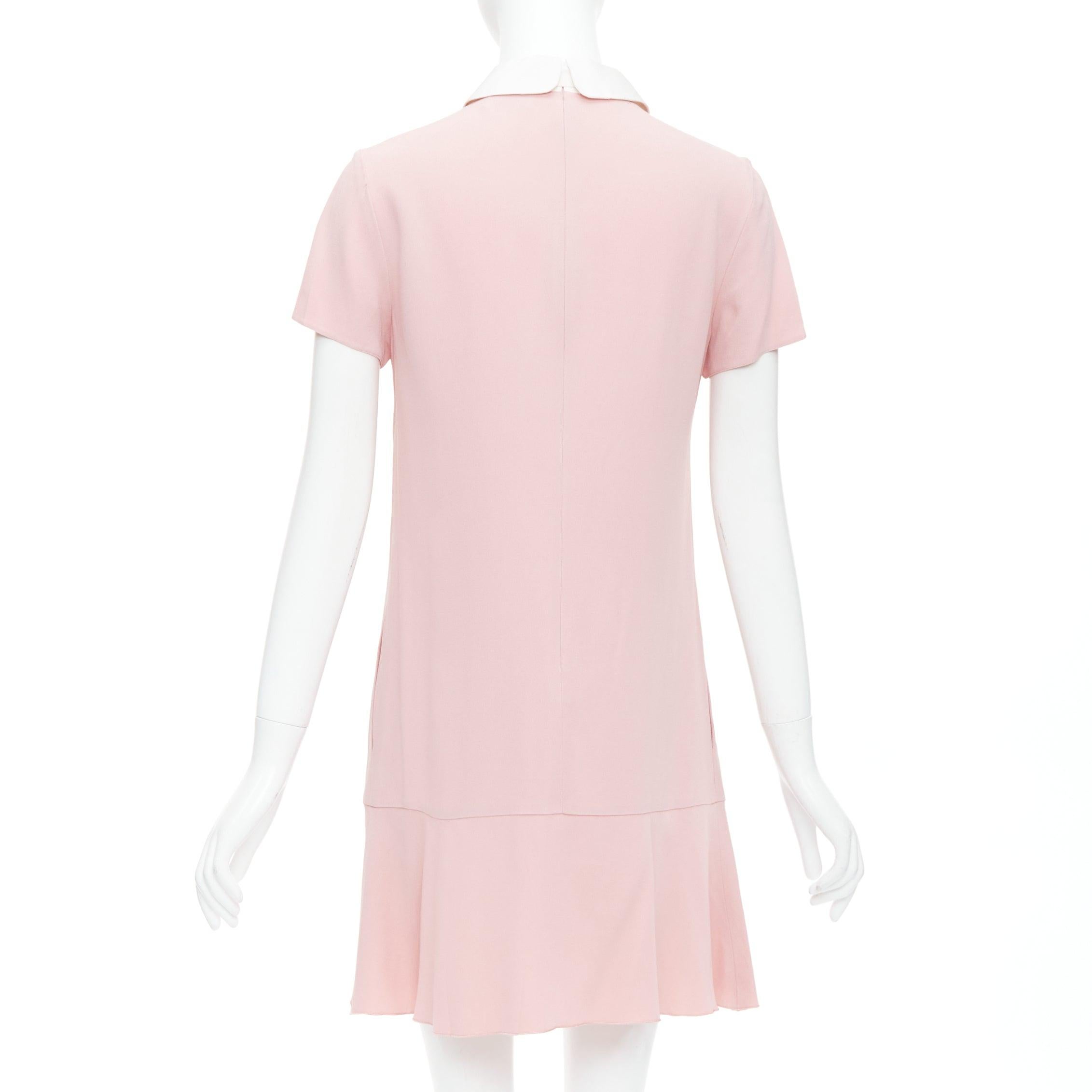 RED VALENTINO pink cream bow tie peter pan collar shift dress IT42 M 1