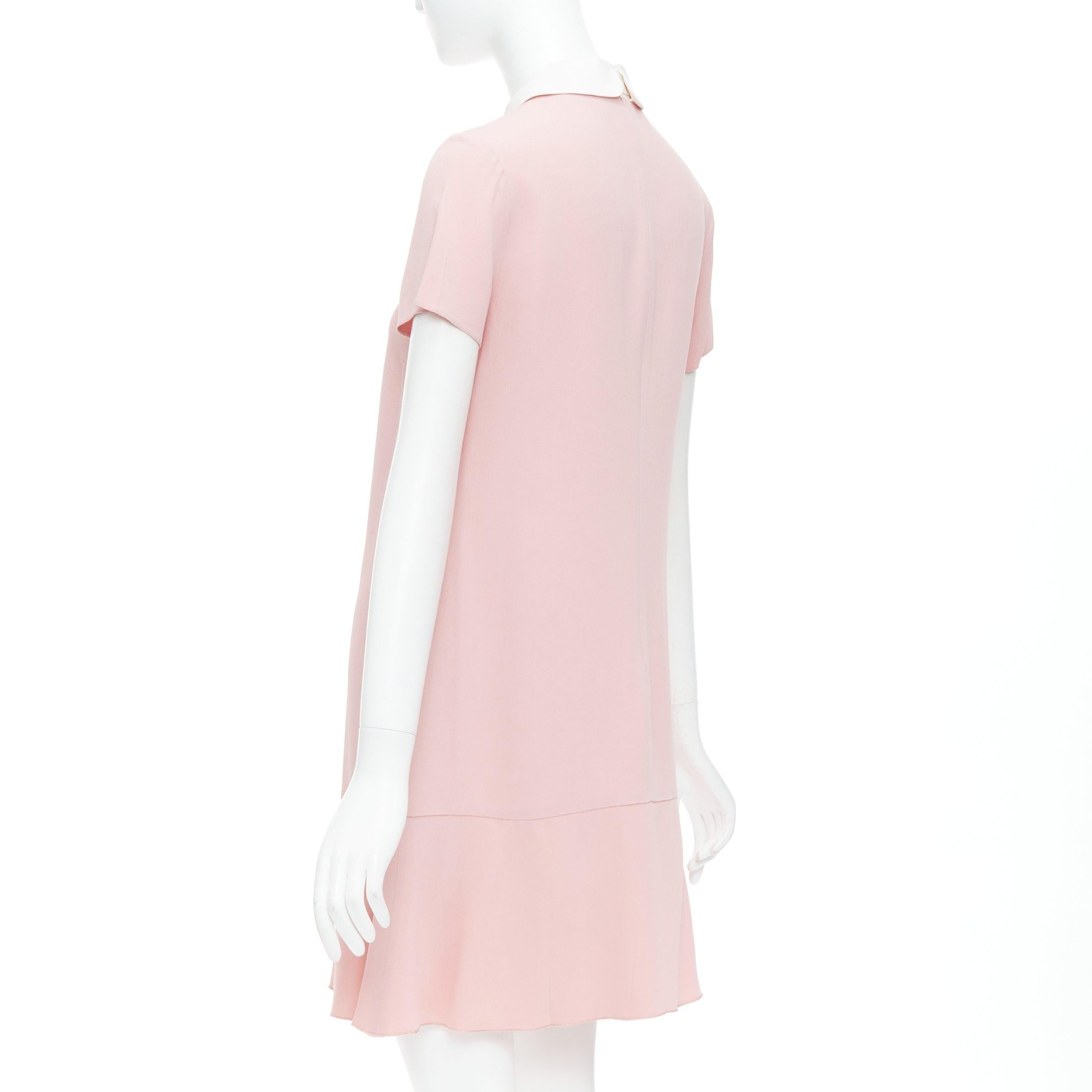 RED VALENTINO pink cream bow tie peter pan collar shift dress IT42 M 2